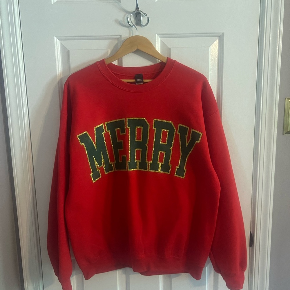 Sweet Claire Red and Green Crew Neck Sweater